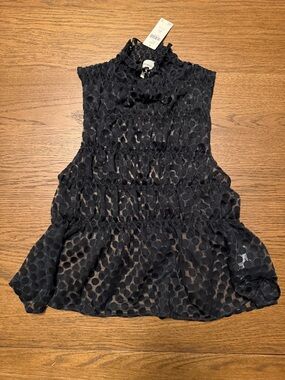 NWT Maeve Anthropologie Smocked High Neck Tiered Tank Top
